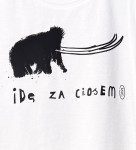 biała koszulka z nadrukiem mamuta, z tekstem IDĘ ZA CIOSEM